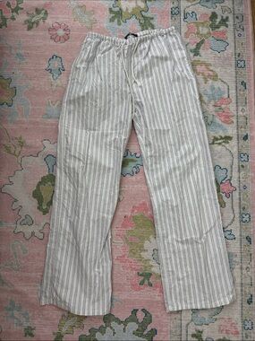 Brandy Melville white striped linen pants